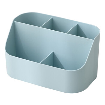 金得利5格笔筒收纳盒多功能高颜值儿童小学生文具办公桌面收纳宿舍办公用品笔桶分类储物盒子蓝色SN133