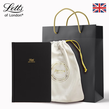 Filofax＆Letts联名款英国进口记事本ICON图标系列定页笔记本中号黑色日记型内页本090136