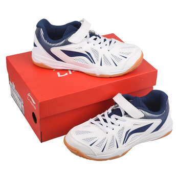 李宁乒乓球鞋儿童款男童女童运动鞋透气防滑牛筋底APTP004-4白蓝34