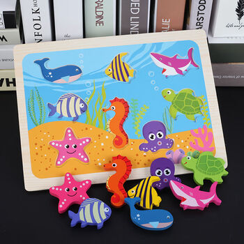 数字运算拼板大小写字母认知板手抓板儿童36岁孩早教拼图玩具海洋拼板