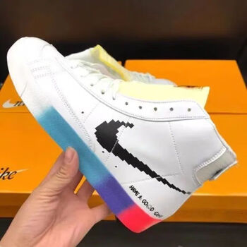 镭射电玩像素夜光空军一号aj低帮男开拓者板鞋高帮运动小白鞋潮 电玩