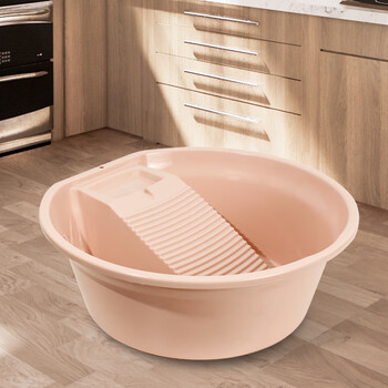 福爱家洗衣盆塑料盆洗脸盆大号一体带搓衣板盆 搓衣服盆 脸盆