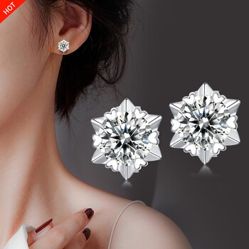 ladygo莫桑钻耳钉女耳环s925银耳饰耳坠六爪d色莫桑石一克拉纪念日