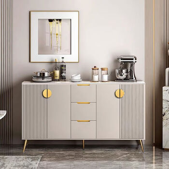 科达索耐轻奢餐边柜碗柜家用厨房柜子储物柜客厅茶水柜置物柜香槟色柜