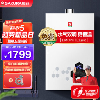 樱花Sakura 16升燃气热水器 天然气家用 日本CPU智能控温 水气双调更恒温 触控 防冻 低压启动JSQ30-A202