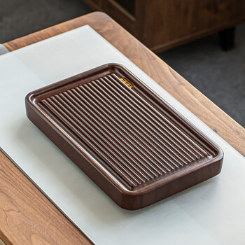 创森小米茶盘家用实木茶台整块大号黑檀木花梨原木简约茶海电木功夫