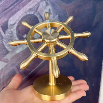 黄铜领航舵摆件舵手转转船舵航海家居工艺品办公室装饰品开业礼品