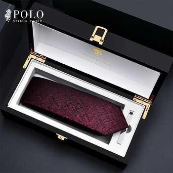 色顿保罗2021秋冬新款红色商务正装休闲真丝领带男结婚新郎桑蚕丝礼盒