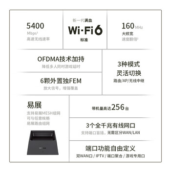 TP-LINK AX5400千兆路由器 WiFi6 5G双频高速网络 Mesh路由 游戏路由 智能家用穿墙 XDR5450易展Turbo版