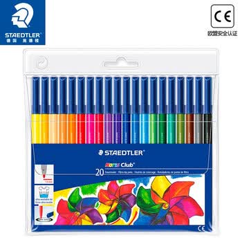 施德楼（STAEDTLER）20色水彩笔可水洗彩色画笔勾线笔幼儿园儿童美术绘画用1.0纤维笔尖水性墨水326C20水彩笔
