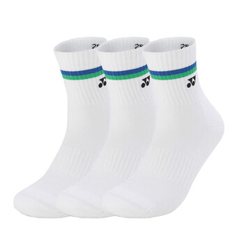 YONEX尤尼克斯羽毛球袜吸汗透气运动袜男款145134BCR白三双装 YONEX尤尼克斯羽毛球袜吸汗透气运动袜男款145134BCR白三双装