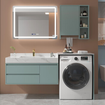 枫茗阳台洗衣机柜脸盆一体组合实木卫生间浴室柜洗衣机伴侣柜非标尺寸