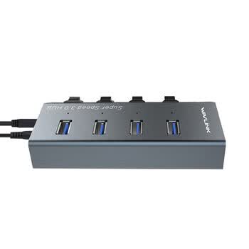 睿因（Wavlink）USB分线器3.0高速4口HUB扩展一拖四3.0分线器带独立开关UH3049