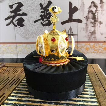 【高端新品】合金太极铜莲花冠武当混元巾道士道教法器用品道帽法衣