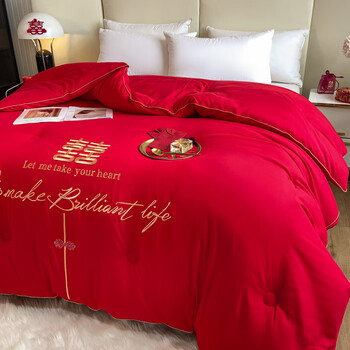 贯梦结婚被子喜被陪嫁高档新婚庆陪嫁大豆纤维被结婚红色女方出门陪嫁