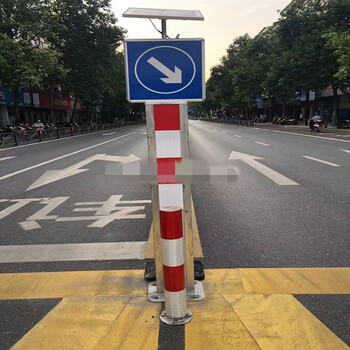 太阳能警示柱路口分道立柱车辆分流指示灯全透右下箭头交通标志牌 深卡其布色【图片 价格 品牌 报价】-京东