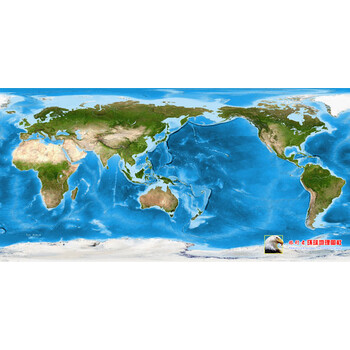 英文版壁画客厅卧室装饰画芯海报 卫星世界地图--以太平洋为中心 105*