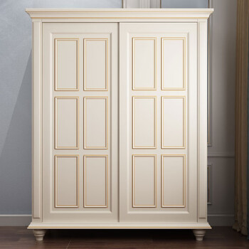 欧式衣柜简欧白色实木卧室衣柜 简欧现代经济型美式四门衣橱 白色田园