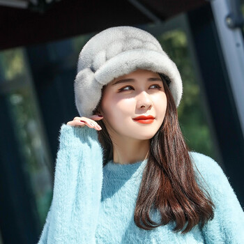 【高端】水貂皮帽子女士中老年秋冬季护耳保暖整貂毛水貂绒冬天妈妈皮