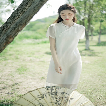 夏典素订女王素订棉麻女装官方素素改良旗袍年轻款国风少女茶艺师中式