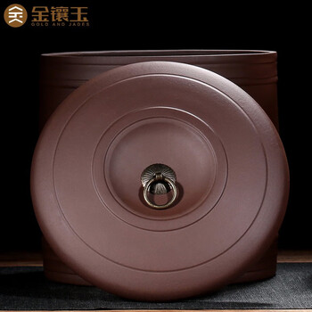金镶玉原矿紫砂普洱茶罐茶具密封储藏罐茶具配件 大号圆润茶叶罐