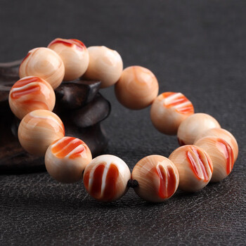 zcmk海南天然血槽万宝螺手串 血贝壳珠链手链情侣男女单圈佛珠圆刻字