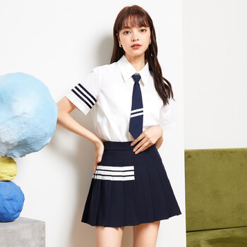 ief/爱依服jk裙子套装2022新款减龄短袖衬衣百褶裙学院风两件套潮3607