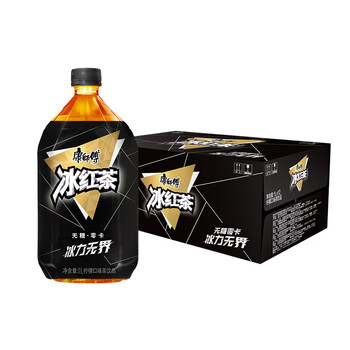 康师傅无糖0卡冰红茶1000ml*12瓶整箱风味茶饮料饮品 一箱