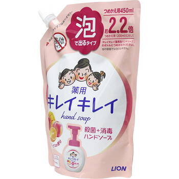 狮王（Lion）泡沫洗手液滋润温和易冲洗儿童成人通用原装进口450ml替换果香型