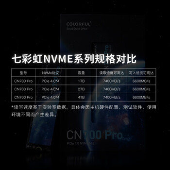 七彩虹2TB SSD固态硬盘 M.2接口(NVMe协议) CN700 PRO系列 PCIe 4.0 x4 TLC颗粒 读速可达7400Mb/s