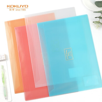 国誉(KOKUYO)A4文件夹淡彩曲奇学生双口袋收纳资料册 透明 4本 WSG-KUCW311T