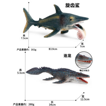 巨齒鯊模型超大旋齒鯊遠古海獸模型硬塑膠玩具卷齒鯊兒童玩具擺件