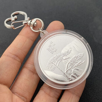 妙普乐黄山旅游纪念品中国旅游景点安徽黄山迎客松风景镀银纪念章金币