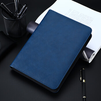 嘉然恒 a5商务活页笔记本子多功能拉链包式记事本可拆卸替换内芯25K简约会议记录本工作日记本可定制 蓝色