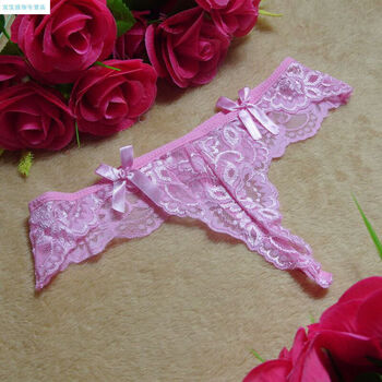 情趣t裤性感女士内衣诱惑蕾丝花边透明低腰丁字裤内裤st7171粉红色