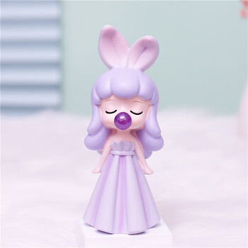 伊俪思都吹泡泡女孩盲盒树脂车载桌面装饰摆件公仔生日礼物 兔耳朵
