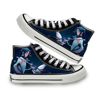 【鬼灭之刃鞋子】动漫周边高帮帆布鞋炭治郎祢豆子潮流涂鸦手绘学生