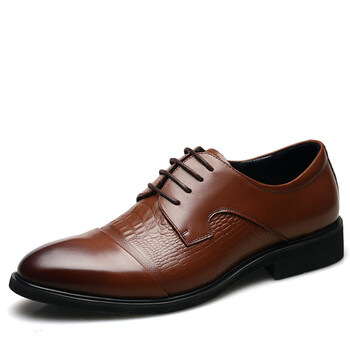酷奇男士皮鞋商务正装休闲韩版特大码男鞋英伦结婚鞋 浅棕色 37
