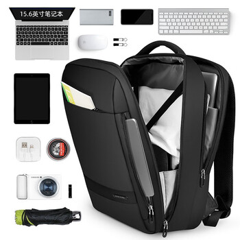 马可·莱登双肩背包男士通勤大容量书包商务旅行包电脑包MR9668典雅黑升级款