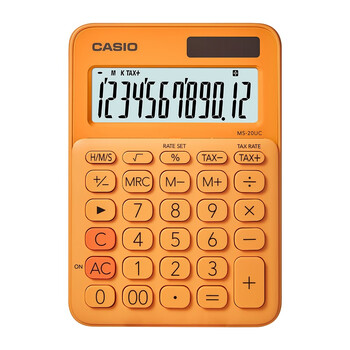 卡西欧（CASIO）MS-20UC小型桌面计算器 办公工作小学生四年级计算器桌面学习 热橙黄