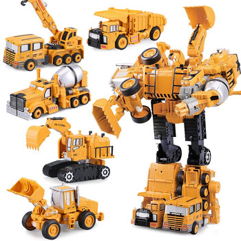 【五只合体 合金版】变形机器人工程车套装儿童玩具男孩汽车模型5合体
