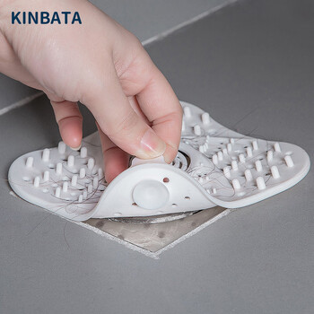 KINBATA日本毛发过滤器下水道水槽防堵塞浴室橡胶地漏盖头发过滤网蓝色