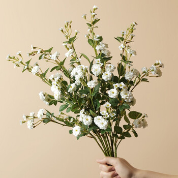 蔷薇ins风假花手捧把束摆件客厅餐桌桌面装饰插花束摆设5支白色小蔷薇