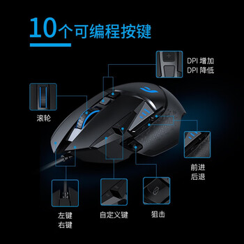 迪摩（DEARMO）F35有线鼠标游戏鼠标电竞RGB鼠标绝地求生吃鸡鼠标带砝码配重块鼠标 黑色 6000DPI