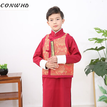 conwhd儿童相声大褂民国长衫长袍马褂四季款复古唐装中国风六一演出