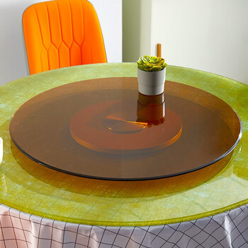 阔锐 茶色餐桌转盘深色钢化玻璃饭店大星级酒店圆桌玻璃转盘底座圆台