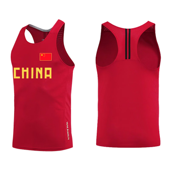 鸿星尔克舒适同类型中国队田径服套装男训练服马拉松跑步服工字背心速