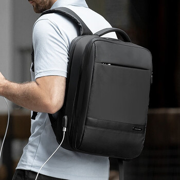 马可·莱登双肩背包男士通勤大容量书包商务旅行包电脑包MR9668典雅黑升级款