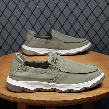 人本renben帆布鞋男夏季透气软底防滑休闲工作布鞋男老北京一脚蹬绿色