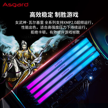 阿斯加特16GB(8GBx2) DDR4 3200 台式机内存条 女武神·瓦尔基里 RGB灯条 精选颗粒 CL18 极地白